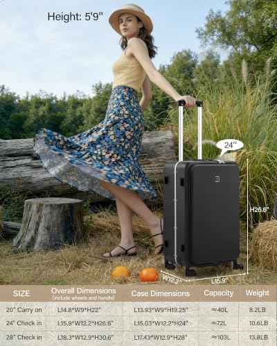 24 Inch Top Opening Checked Luggage with Cup Holder and USB Ports