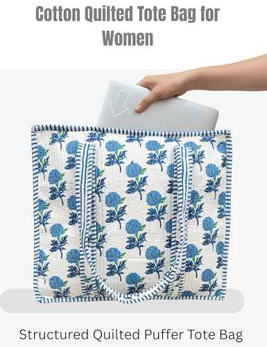 100% Cotton Quilted Tote Bag For Women