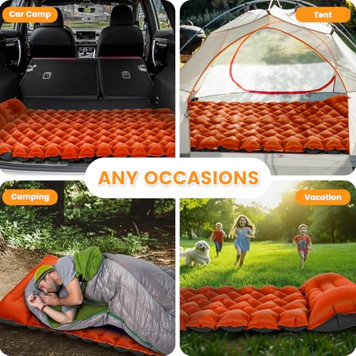 4 Inch Camping Sleeping Pad with Foot Pump and Pillow