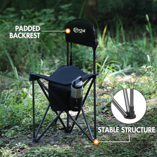 Extra Large Quick Folding Tripod Stool with Backrest Fishing Camping Chair with Carry Strap
