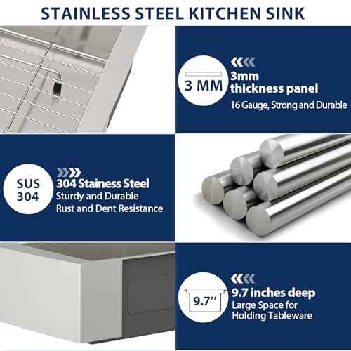 33 Inch Farmhoue Sink Double Bowl Stainless Steel Farm Kitchen Sink 16 Gauge Double Basin 50