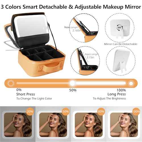 Travel Makeup Bag Cosmetic Bag Makeup Organizer Bag with Lighted Mirror