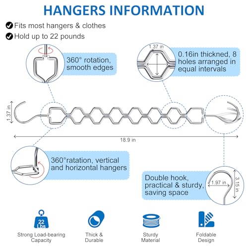 Space Saving Hangers for Clothes 6 Pack Sturdy Metal Hangers Heavy Duty (6 Count)