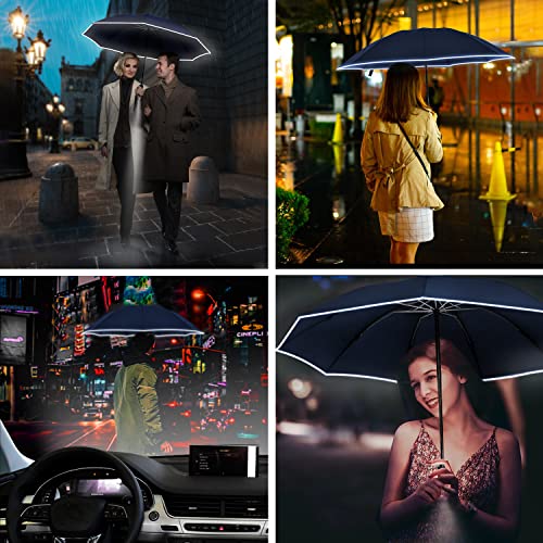 Windproof Automatic Folding Inverted Umbrella with LED