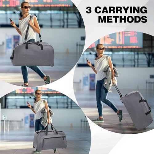 28" Travel Rolling Duffle Bag with Wheels and Handle