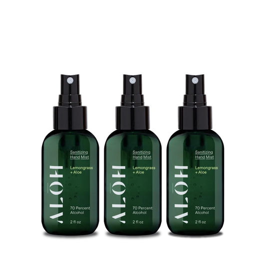 ALOH Hand Sanitizer Spray Liquid 3-pack | Lemongrass | 70% Alcohol Hydrating Hand Sanitizer Spray with Essential Oil, for Kids & Adults | 2oz Travel Size Bottle