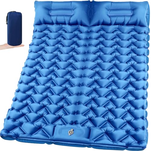 4in Double Camping Pad for 2 Person with Foot Pump and Pillow