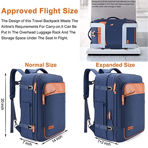 40L Expandable Carry On Travel Backpack with 4 Packing Cubes