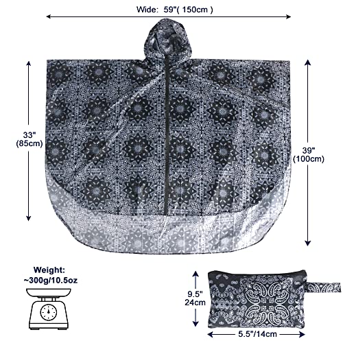 Waterproof Rain Poncho for Women Packable Hooded Raincoat with Pocket
