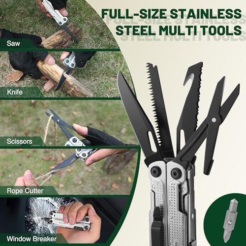 20-in-1 Multitool Pliers with Window Breaker, Stainless Steel