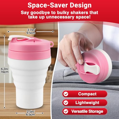 Protein Shaker Bottle Pink Collapsible