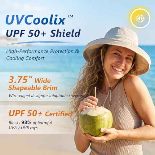 UVCoolix Women's UPF 50+ Wide Brim Cooling Sun Hat