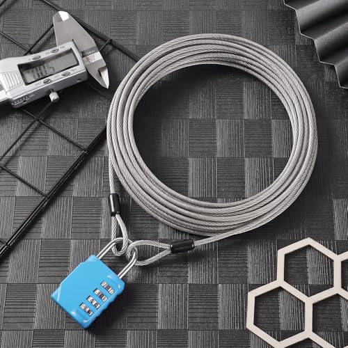 12 Pack Security Cable Luggage Lock with Loops 15 ft 3mm Braided Steel Coated Bike Cable Wire Double Loop Anti Theft Safety for U Lock (12 Count)