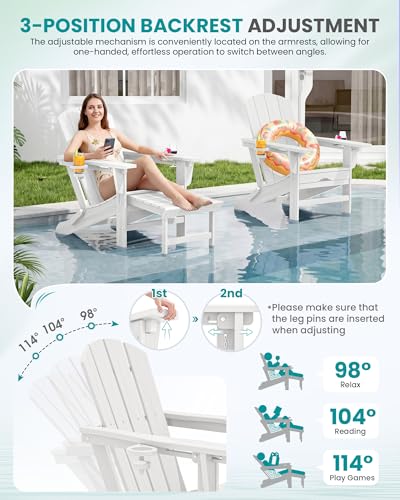 HDPE Folding Adjustable Adirondack Chair with Footrest