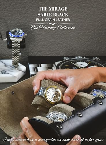 Watch Travel Case for Men Leather Watch Roll for Travel Organizer and Display 3 Watch Case Full (52 Count)