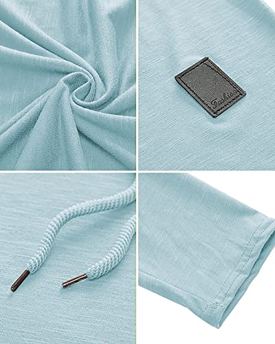 Mens Fashion Athletic Hoodies Sport Sweatshirt Solid Color Fleece Pullover Sky Blue