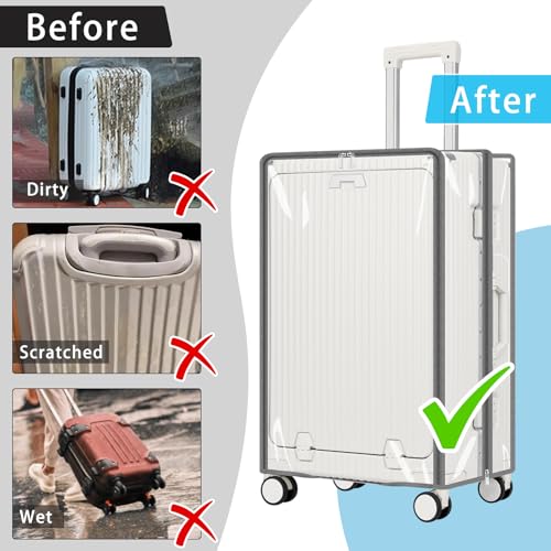 Clear Luggage Cover Protector with Front Pocket Zipper 24 Inch
