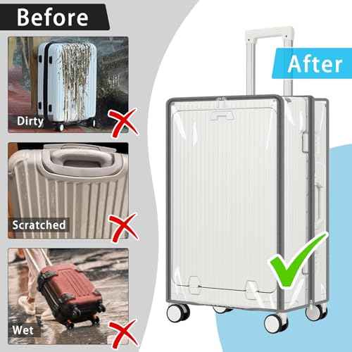 Clear Luggage Cover Protector with Front Pocket Zipper 30 Inch