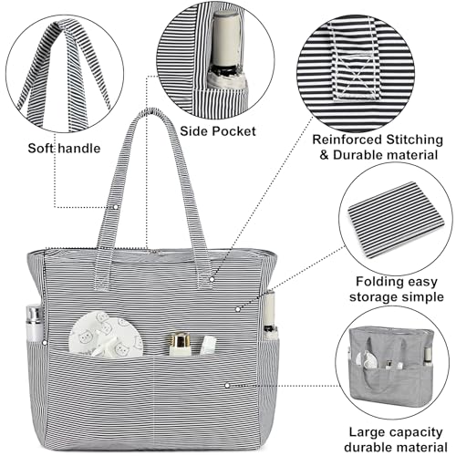 Waterproof Beach Tote Pool Bags for Women Ladies Extra Large Gym Tote Carry On Bag With Wet Compartment for Weekender Travel