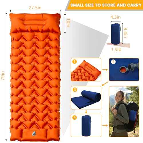 4 Inch Camping Sleeping Pad with Foot Pump