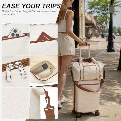 3 Piece Luggage Set carry on 20in Lightweight Travel Suitcase White