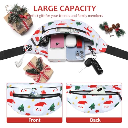 Large White Christmas Fanny Pack with 4