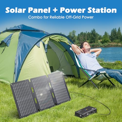 Portable Power Station with 30W Foldable Solar Panel