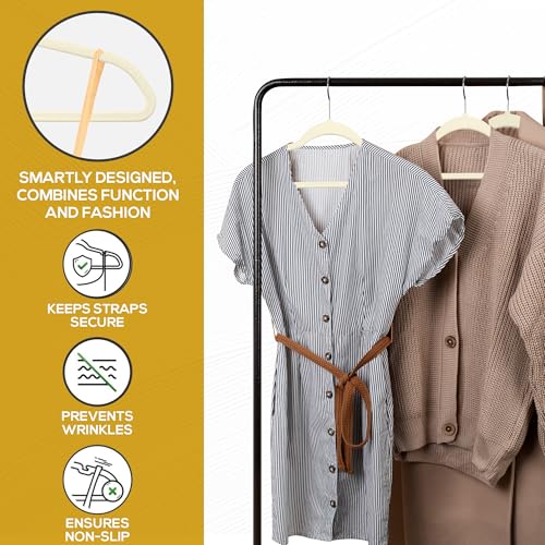 Premium Velvet Hangers 30 Pack Ultra Thin Non Slip Adult Felt Space Saving Suit Hanger for Closet Heavy Duty Coat Pants Jackets Dress Hangers 360° Swivel Hook Hold Upto 10 lbs Ivory (30 Count)