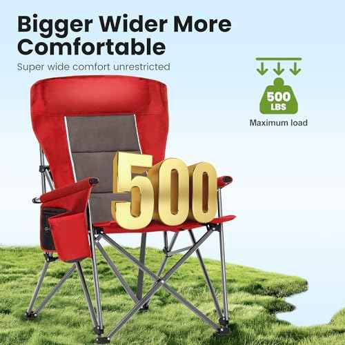 Oversized Outdoor Camping Chairs Support 500 LBS 2 Pack (2 Count)