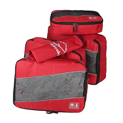 5 Set Packing Cubes for Travel Large Suitcase Luggage Organizer Bags Travel Accessories Vacation 4 Cubes 1 Laundry Pouch Bag (5 Count)