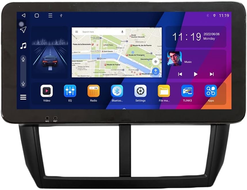 Kunfine CarPlay Android Auto Navigation Stereo GPS Radio Reverse Camera Display 10.33" QLED Touchscreen Headunit Tablet Pad Media Player for Subaru Forester 2007-2013, if Applicable Octa Core 6G+128G