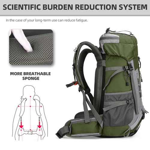 60L Hiking Backpack for Men and Women Lightweight Camping Hiking Backpack with Rain Cover Large Waterproof Travel Backpack Backpacking Pack