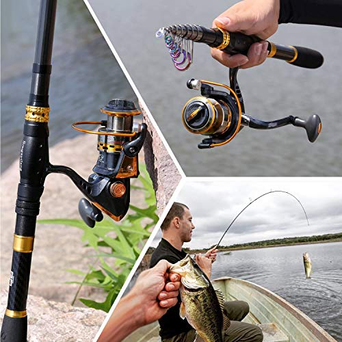 Fishing Rod Reel Combos Carbon Fiber Telescopic Pole with Spinning Reel Line Lures