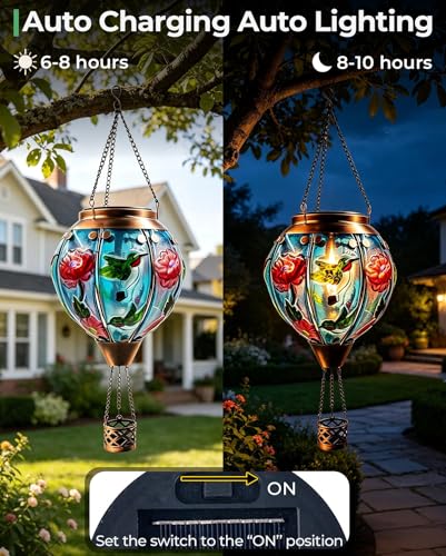 Hummingbird Hot Air Balloon Solar Lantern Hanging Solar Light