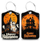 2 Pack Bat and Ghost Luggage Tags for Suitcases Happy Halloween Castle Leather Luggage Tags Privacy Cover ID Label with Stainless Steel Loop and Address Card for Women Men Travel Bag Backpack (2 Count)