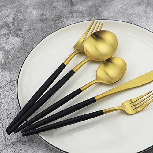 5-Piece 18/10 Stainless Steel Matte Gold Silverware Set, Kitchen Tableware Set, Dishwasher Safe