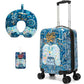 Kids Luggage Set Carry On Suitcase with U shaped Pillow Rolling Toddler Suitcase for Boys Travel Set Hardside Luggage with Spinner Wheels Airline Approved
