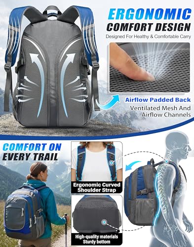 Backpack Bookbag for College Sturdy Travel Business Hiking Fit Laptop Up to 15.6 Inch Multi Compartment Gifts for Men Women Night Light Reflective
