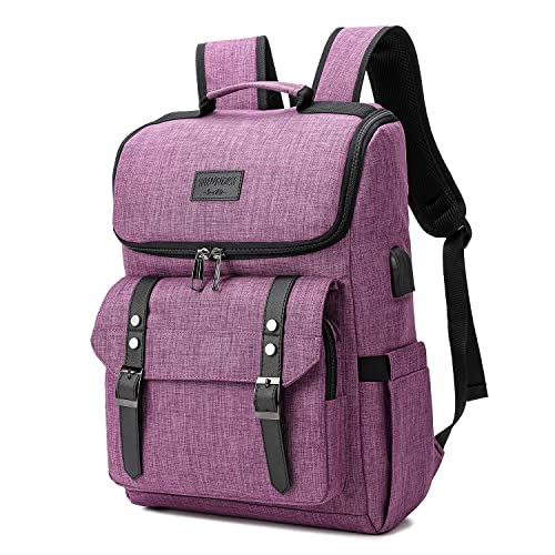 Vintage Backpack Travel Laptop Backpack with usb Charging Port for Women & Men College Backpack Fits 15.6 Inch Laptop Purple