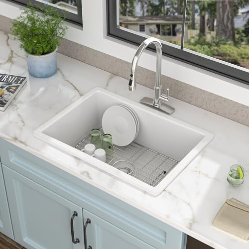 27"x19" White Undermount Kitchen Sink