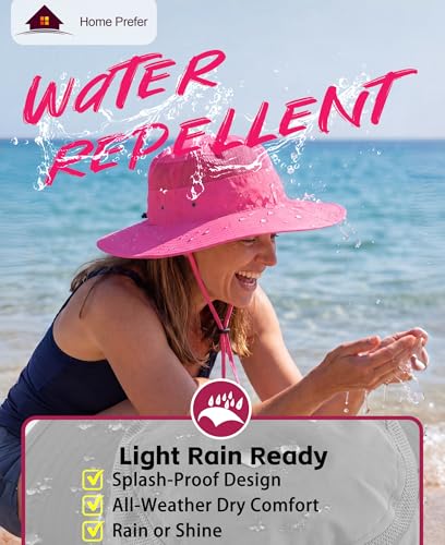 Women's Sun Hat UPF50+ Wide Brim Bucket Hats Mesh Sun Protection Caps for Fishing Camping Gardening Rose Red