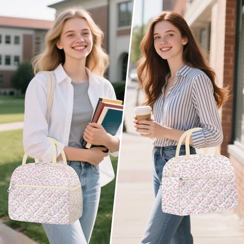 Lunch Bag Lunch Box for Women Adult Men Insulated Quilted Reusable Large Lunch Tote Bag Leakproof Simple Cooler Bag for Work Office Picnic Beach or Travel