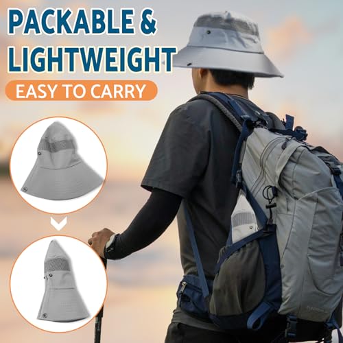 Sun Hats for Men Women Wide Brim Bucket Hat Darkgray