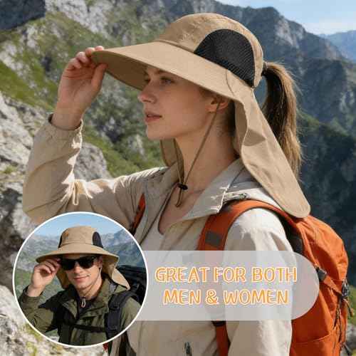 Sun Hat for Men Women with Neck Flap