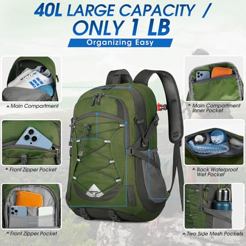 Hiking Backpack 40L Packable Lightweight Camping Daypack Men Women