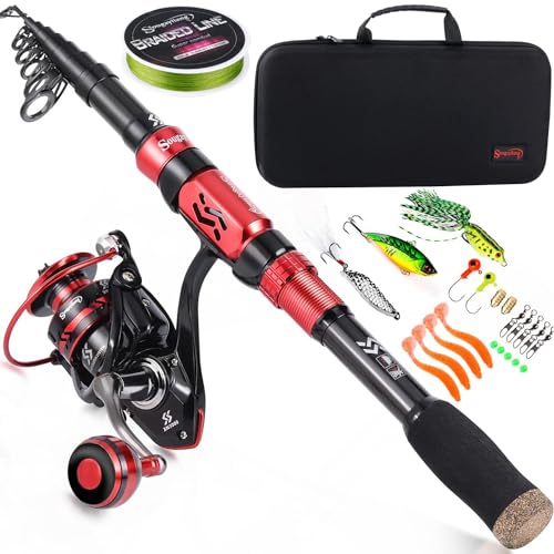 Fishing Rod and Reel Combo Set with Telescopic Fishing Pole Fishing Accessories and Carrier Bag for Saltwater Freshwater