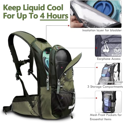 Insulated Hydration Backpack Pack with 3L BPA Free Leak Proof Water Bladder