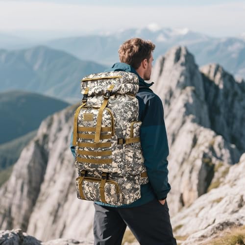 80L 2 Pack Hiking Backpack for Men with Sling Tactical Backpack (2 Count)