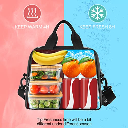 Fashion Baseball Cool Black Insulated Lunch Tote Bag Sport Softball Ball Print Reusable Cooler Lunch Box with Shoulder Strap for Women Men Work Picnic School Beach (multi 8)