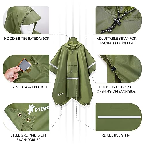 Hooded Rain Poncho for Adults